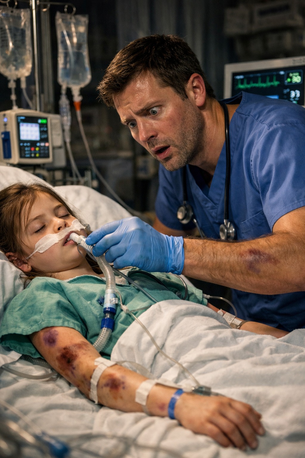 EL ENFERMERO, AL LIMPIAR A LA NIÑA EN ESTADO VEGETATIVO, NOTÓ HEMATOMAS EN SU CUERPO… SOSPECHANDO…