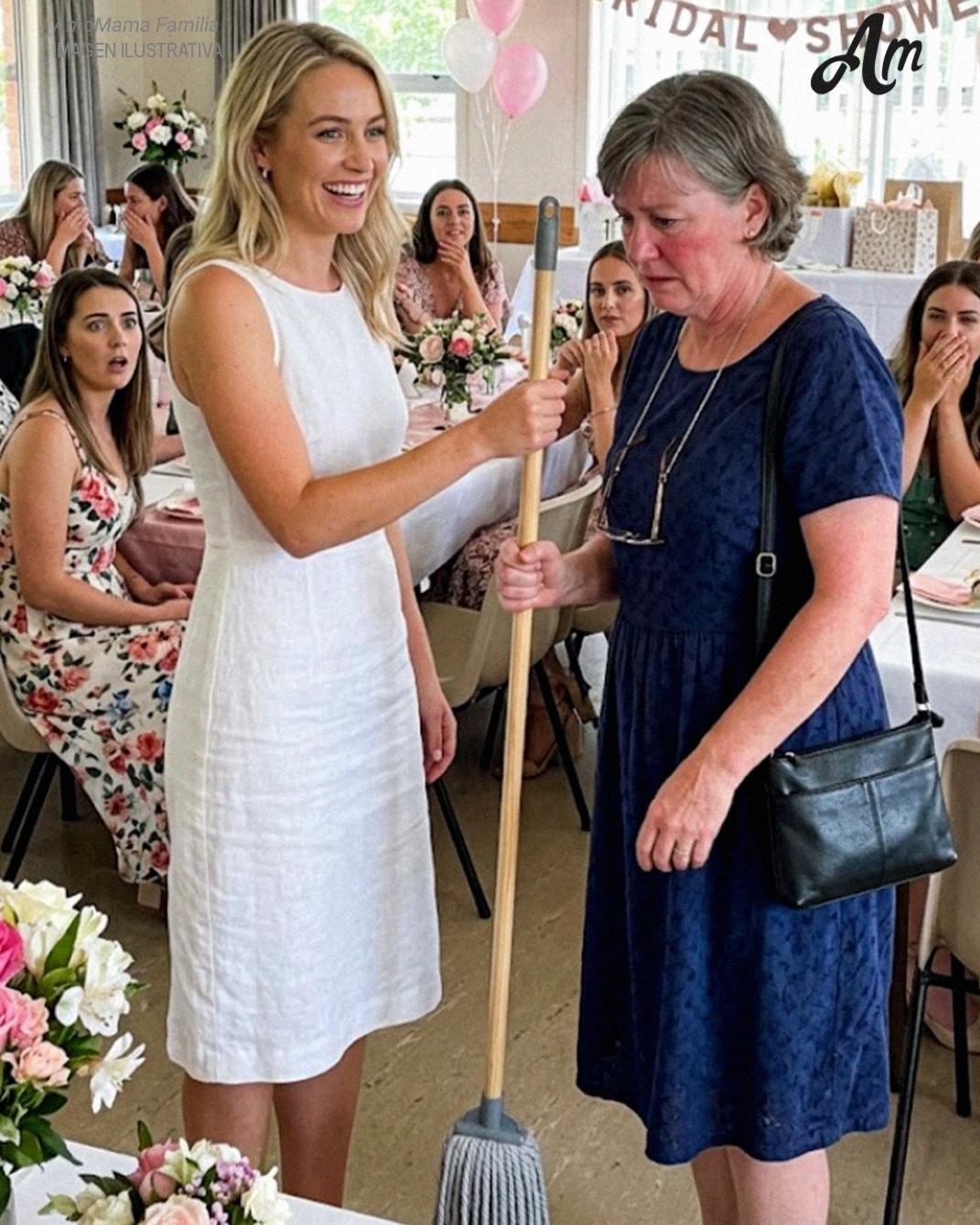 Mi futura nuera me entregó una mopa frente a 20 invitadas en su despedida de soltera y me dijo que “ganara mi comida” – El regalo que saqué de mi bolso dejó a todos boquiabiertos