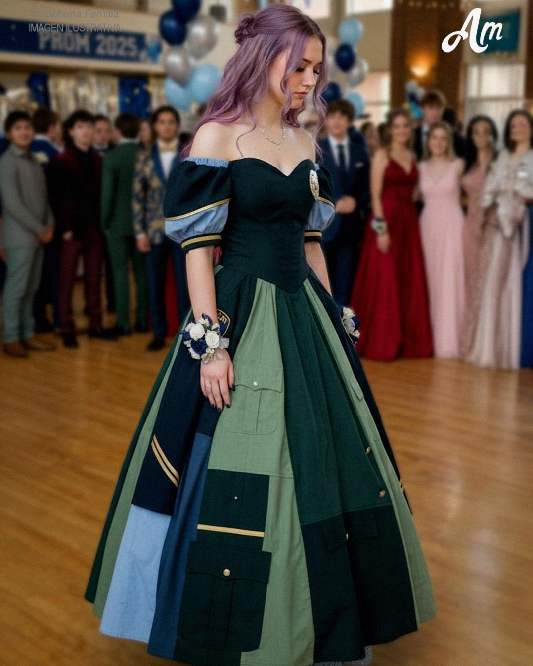 Mi hija hizo su vestido de graduación con el uniforme de su difunto padre – Cuando su malvada compañera de clase le echó ponche encima, la madre de la niña agarró el micrófono y dijo algo que congeló todo el gimnasio