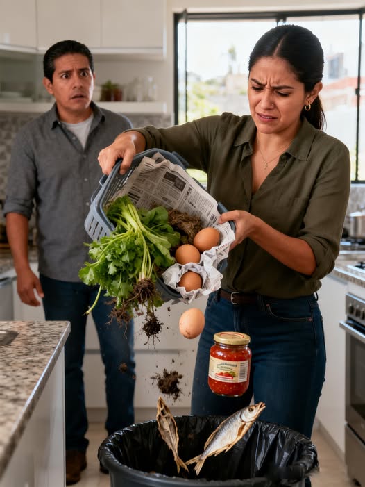 La suegra mandó una caja de comida del pueblo… y la nuera la tiró directo a la basura sin pensarlo. Pero lo que estaba en el fondo la dejó completamente paralizada.