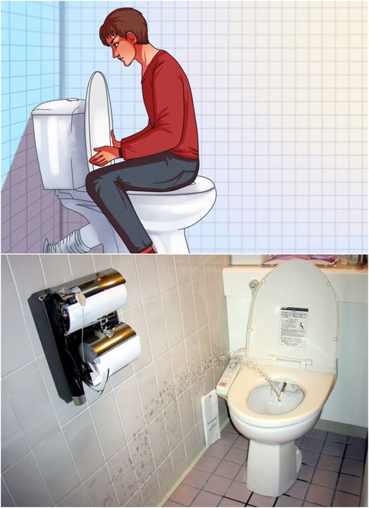 Perché i giapponesi si siedono sul water rivolti in avanti?