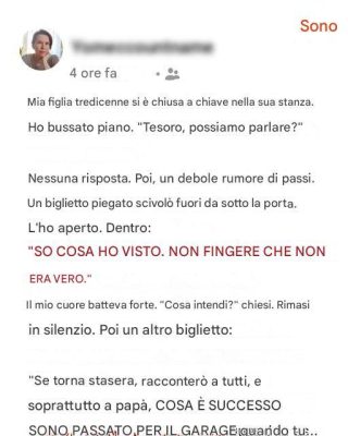 Mia figlia si è chiusa nella sua strofa dicendo: “Allora quello che vedi”. Ho scoperto il perché dopo che mi ha dato un ultimatum.