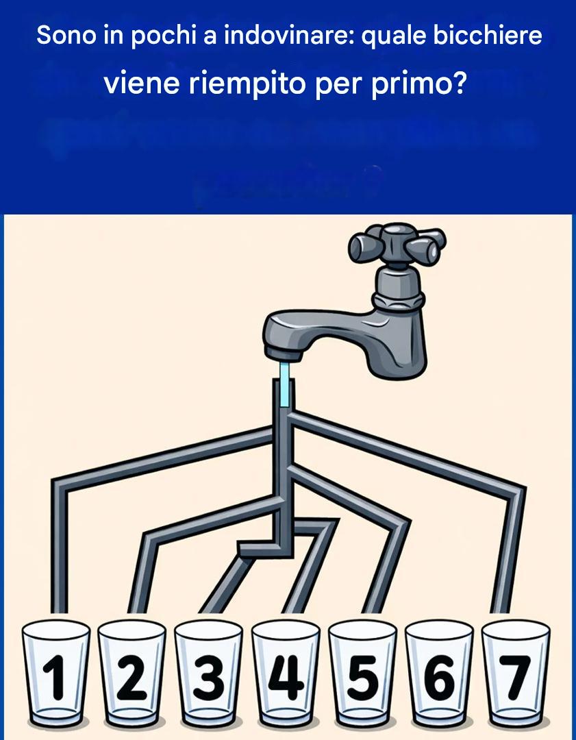 Puzzle: Quale bicchiere viene riempito per primo? 7 bicchieri