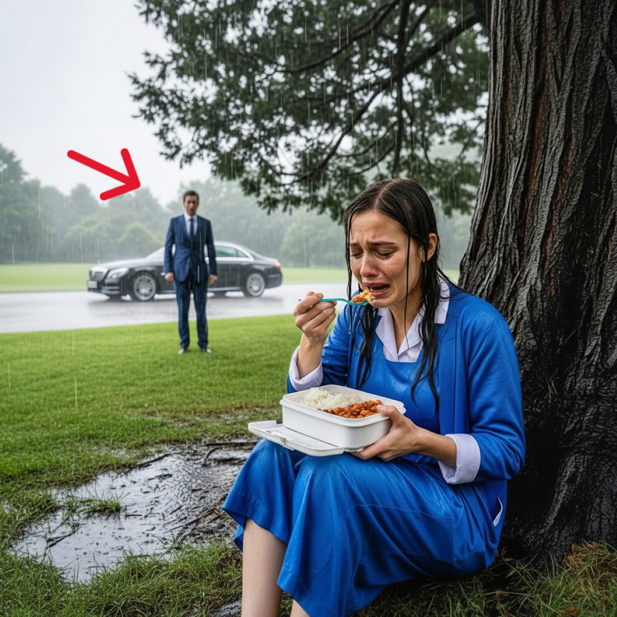 EL MILLONARIO VE A SU CRIADA COMIENDO BAJO LA LLUVIA — LO QUE DESCUBRE TE ROMPERÁ EL CORAZÓN.