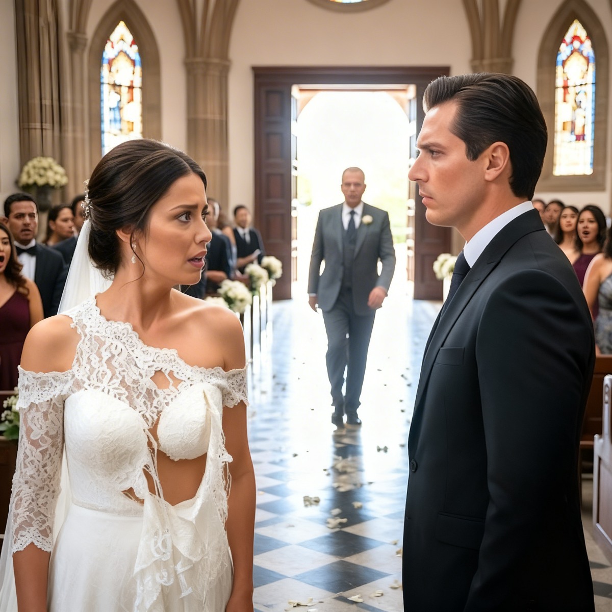 NOVIO RASGÓ SU VESTIDO EL DÍA DE LA BODA — UN MILLONARIO ENTRÓ A LA IGLESIA Y DEJÓ A TODOS SIN PAL.