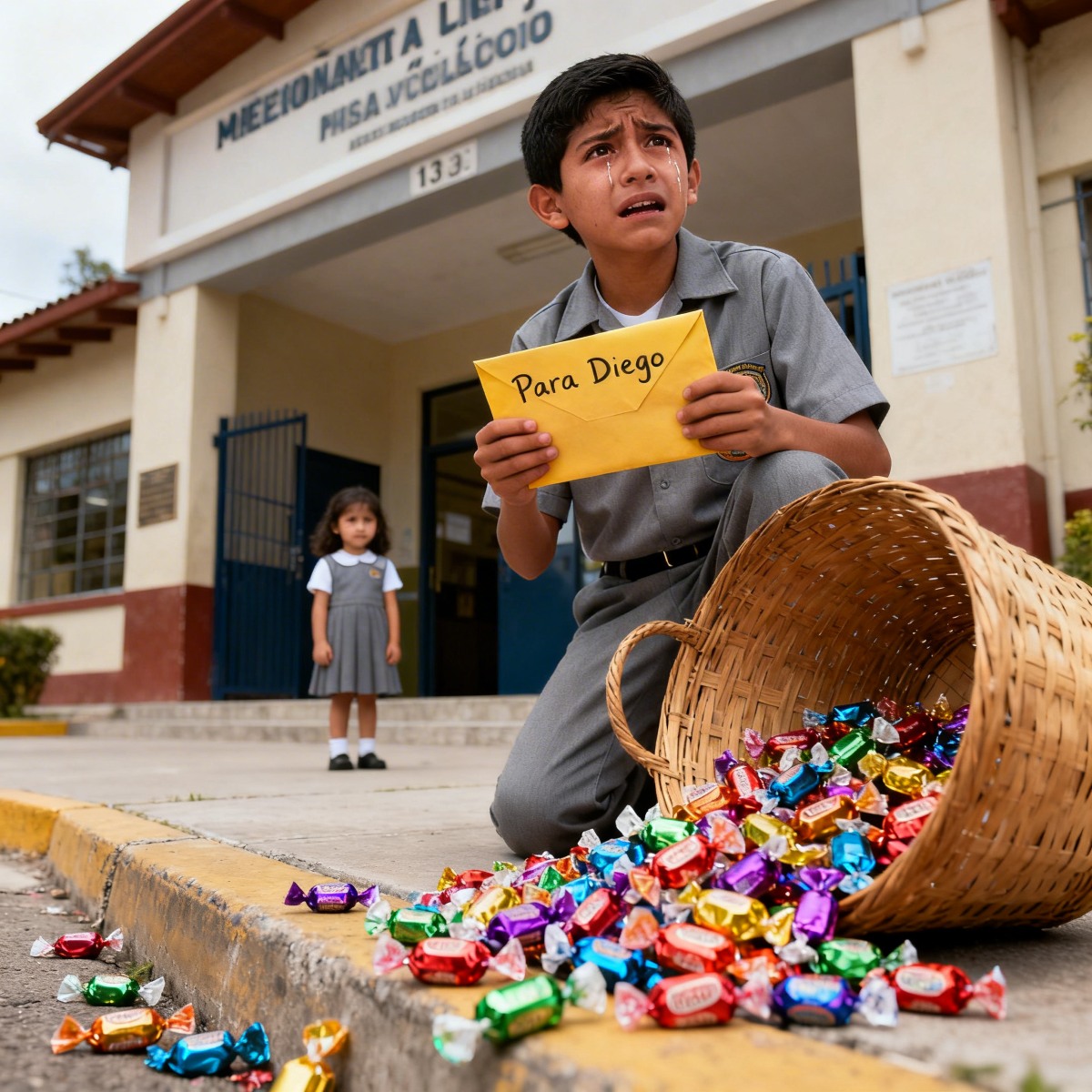 La anciana que vendía dulces afuera de la secundaria murió dejando una carta con el nombre de Diego, el muchacho que nunca le compró nada. Cuando él abrió el sobre, descubrió que aquella mujer pobre sabía el secreto que su propia madre le había ocultado toda la vida.