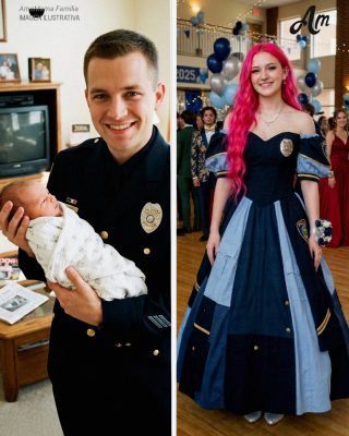 Mi hija hizo su vestido de graduación con el uniforme de su difunto padre – Cuando su malvada compañera de clase le echó ponche encima, la madre de la niña agarró el micrófono y dijo algo que congeló todo el gimnasio