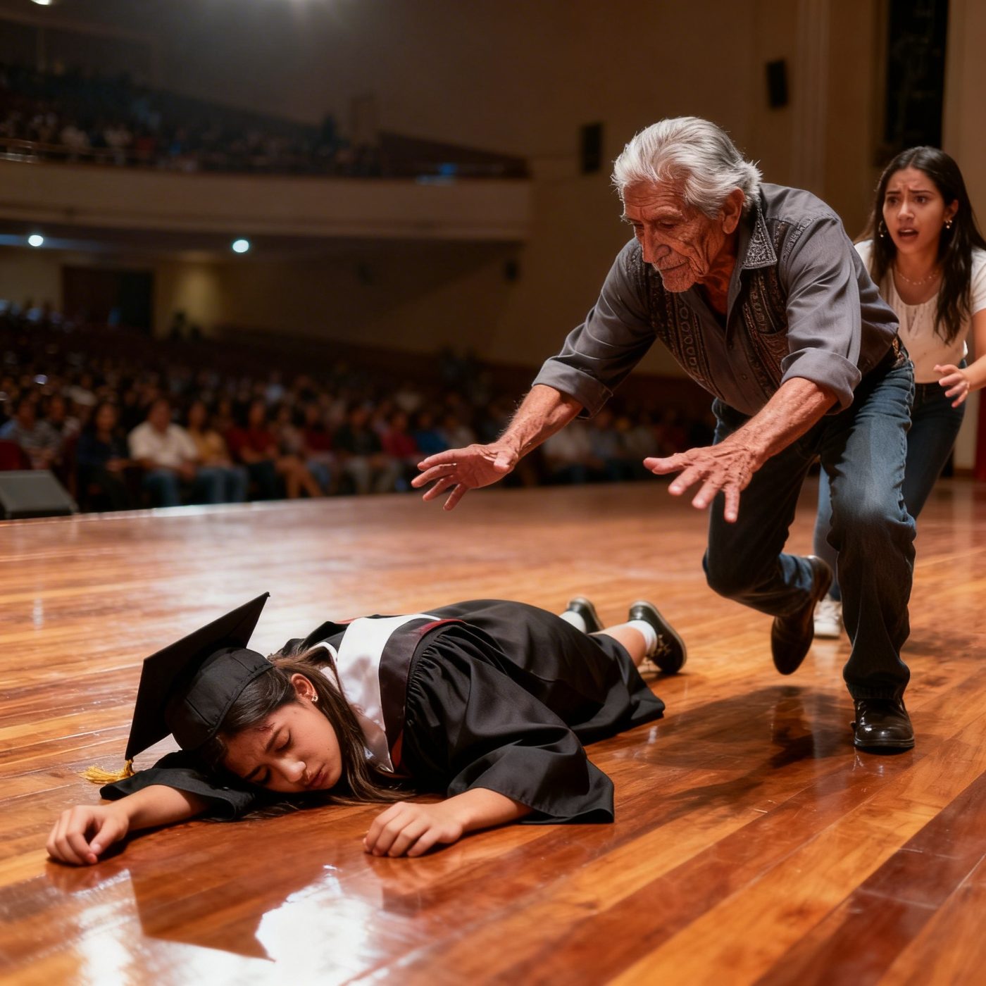 Cuando me desmayé en mi graduación y los médicos llamaron a mis padres, nadie contestó, pero mi abuelo cruzó la ciudad para sostenerme la mano mientras mi familia sonreía en París.