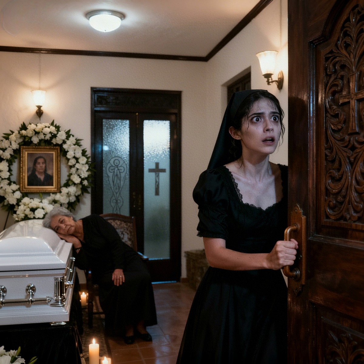 MI SUEGRA ME OBLIGÓ A VELAR A MI ESPOSO EN SU CASA, PERO A LAS DOS DE LA MAÑANA ESCUCHÉ SU VOZ SALIR DEL CUARTO QUE ELLA HABÍA CERRADO CON LLAVE. MÁS CUANDO INTENTÉ ABRIR, SU HERMANO ME AGARRÓ DEL BRAZO Y ME SUSURRÓ QUE SI QUERÍA SEGUIR VIVA, TENÍA QUE FINGIR QUE NO HABÍA OÍDO NADA.