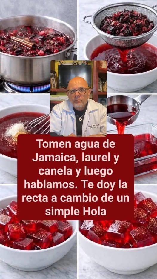 Gelatina de flor de jamaica con canela y clavo de olor: