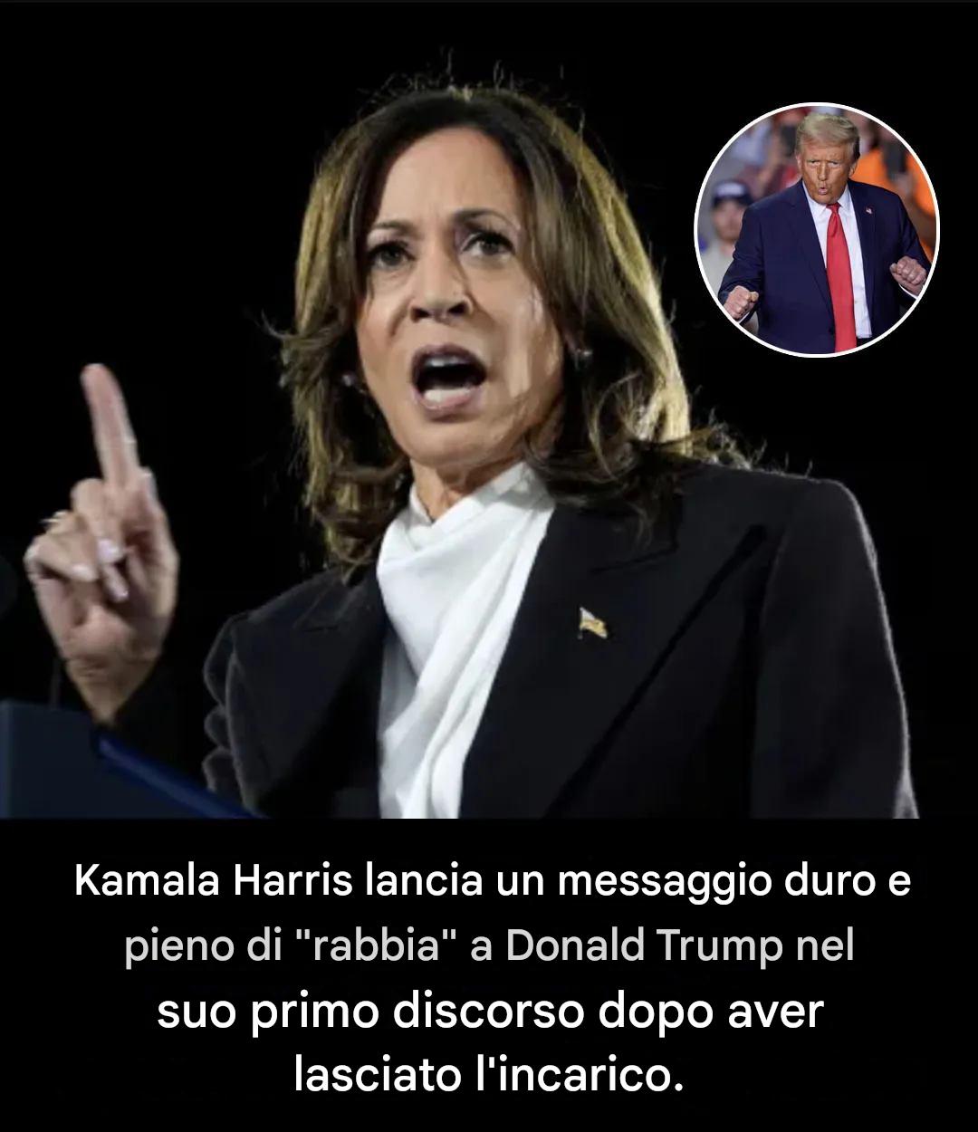 Kamala Harris pronuncia il suo primo discorso importante da quando ha lasciato l’incarico.