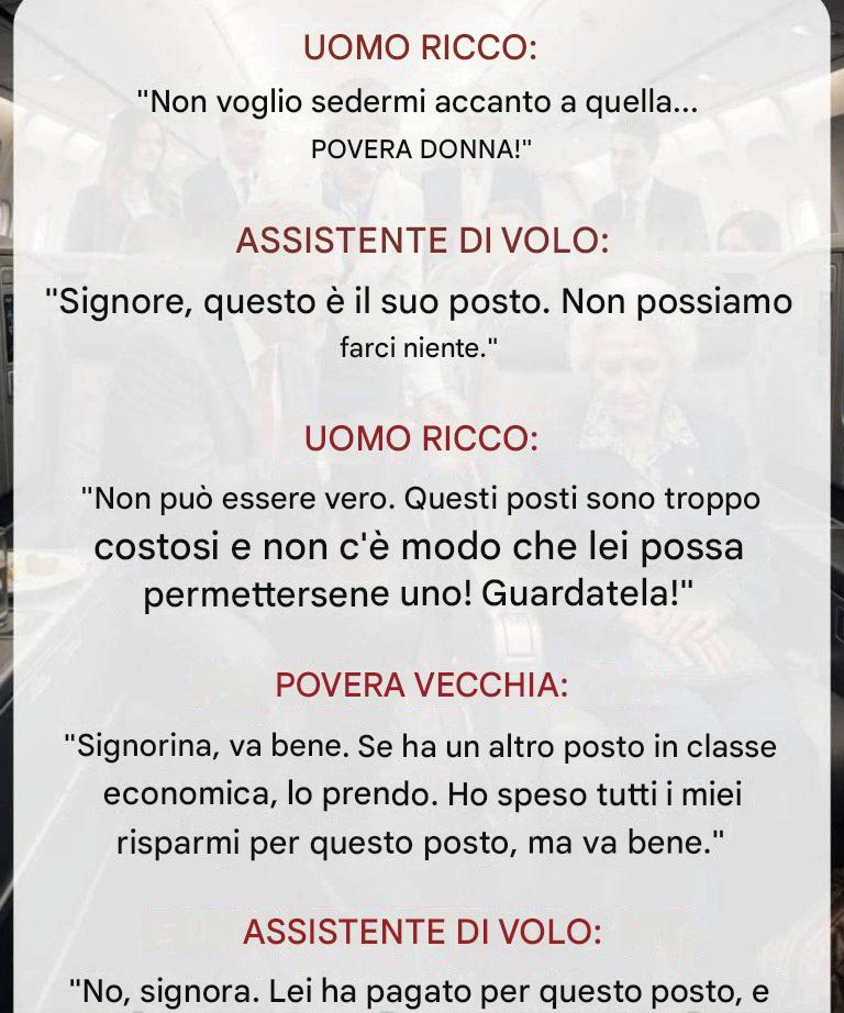 Ha preso in giro un’anziana signora in business class, ma poi il pilota ha detto qualcosa che ha fatto piangere tutti.