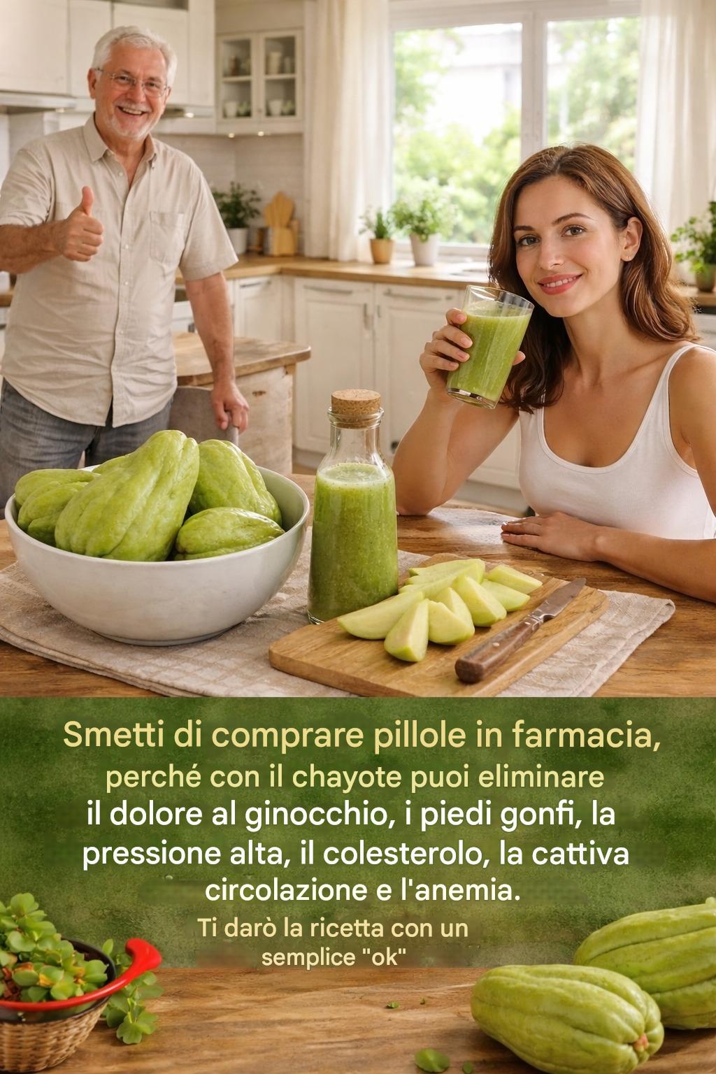 Il segreto naturale per la circolazione e la salute delle articolazioni: chayote, aglio e limone.