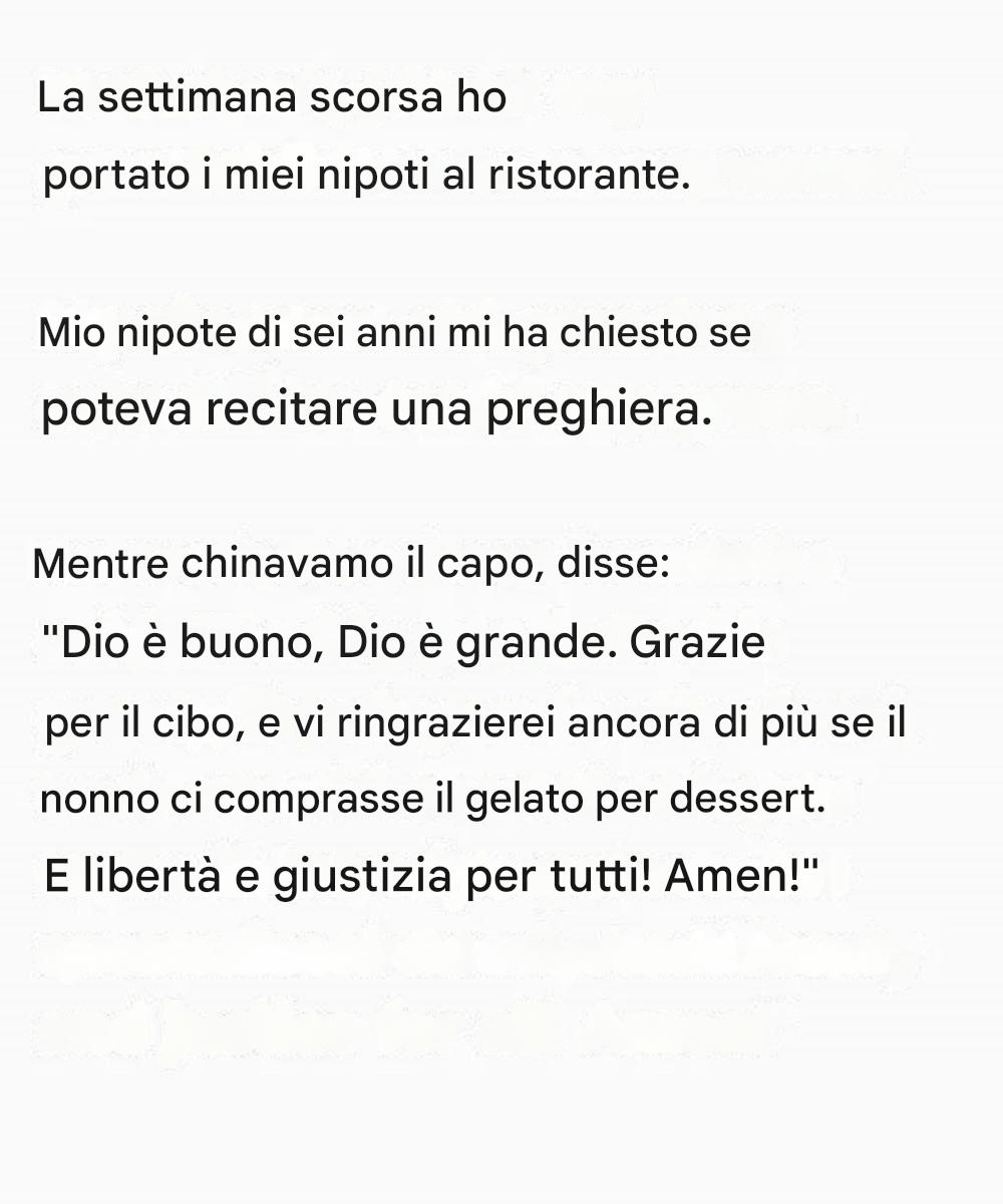 Dedico questo messaggio a tutti i nonni.