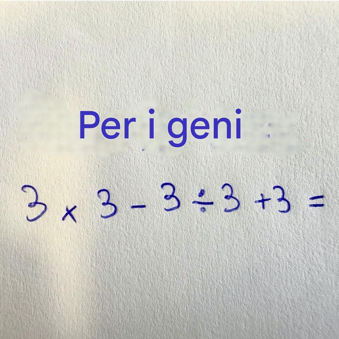 Matematica: Sai risolvere il problema 3×3 + 3÷3 – 3?
