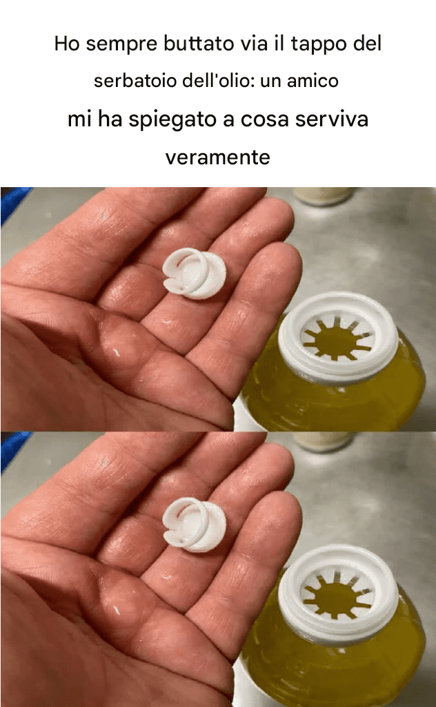 In passato buttavo sempre via il tappo del serbatoio dell’olio: un amico mi ha spiegato a cosa serviva veramente.
