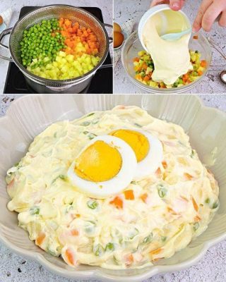 Ingredienti Insalata russa: 2 patate medie 2 carote 100 g di piselli verdi (freschi o surgelati) Solo i membri educati ti ringrazieranno