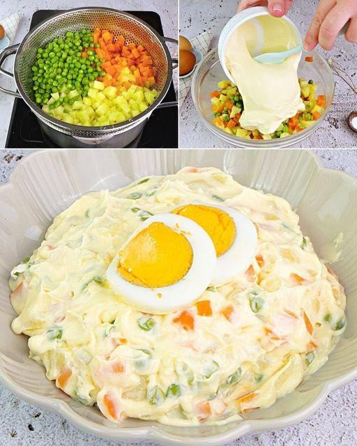 Ingredienti Insalata russa: 2 patate medie 2 carote 100 g di piselli verdi (freschi o surgelati) Solo i membri educati ti ringrazieranno