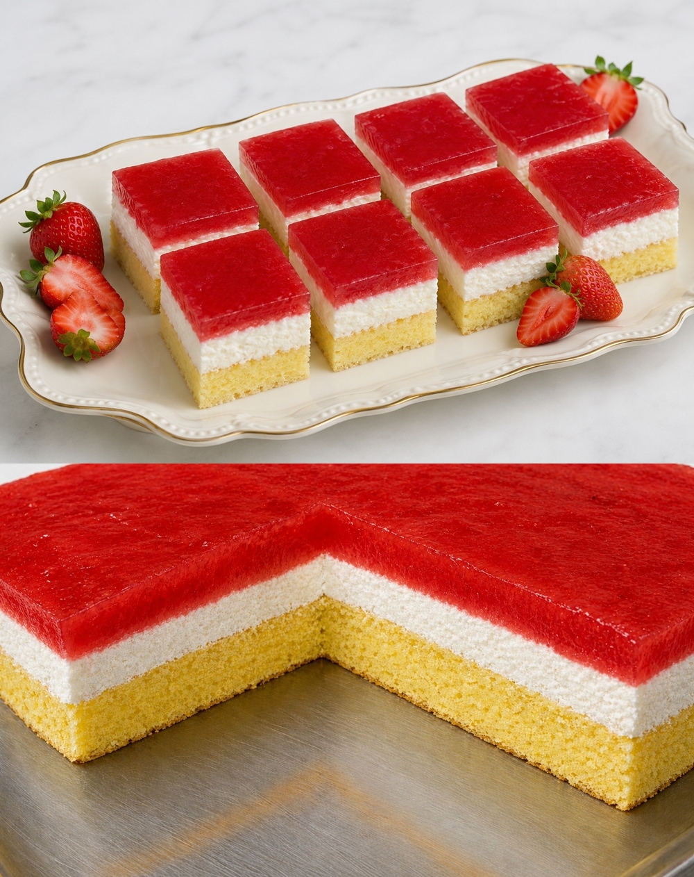 Cheesecake dolce con gelatina di fragole: un dessert delicato, aromatico e facile da preparare.