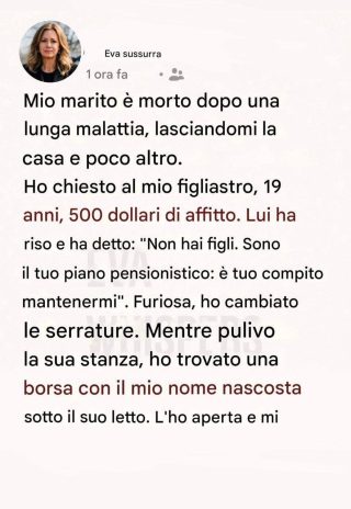 Dopo la morte di mio marito, ho fatto pagare l’affitto al mio figliastro: quello che aveva fatto in silenzio mi ha distrutto