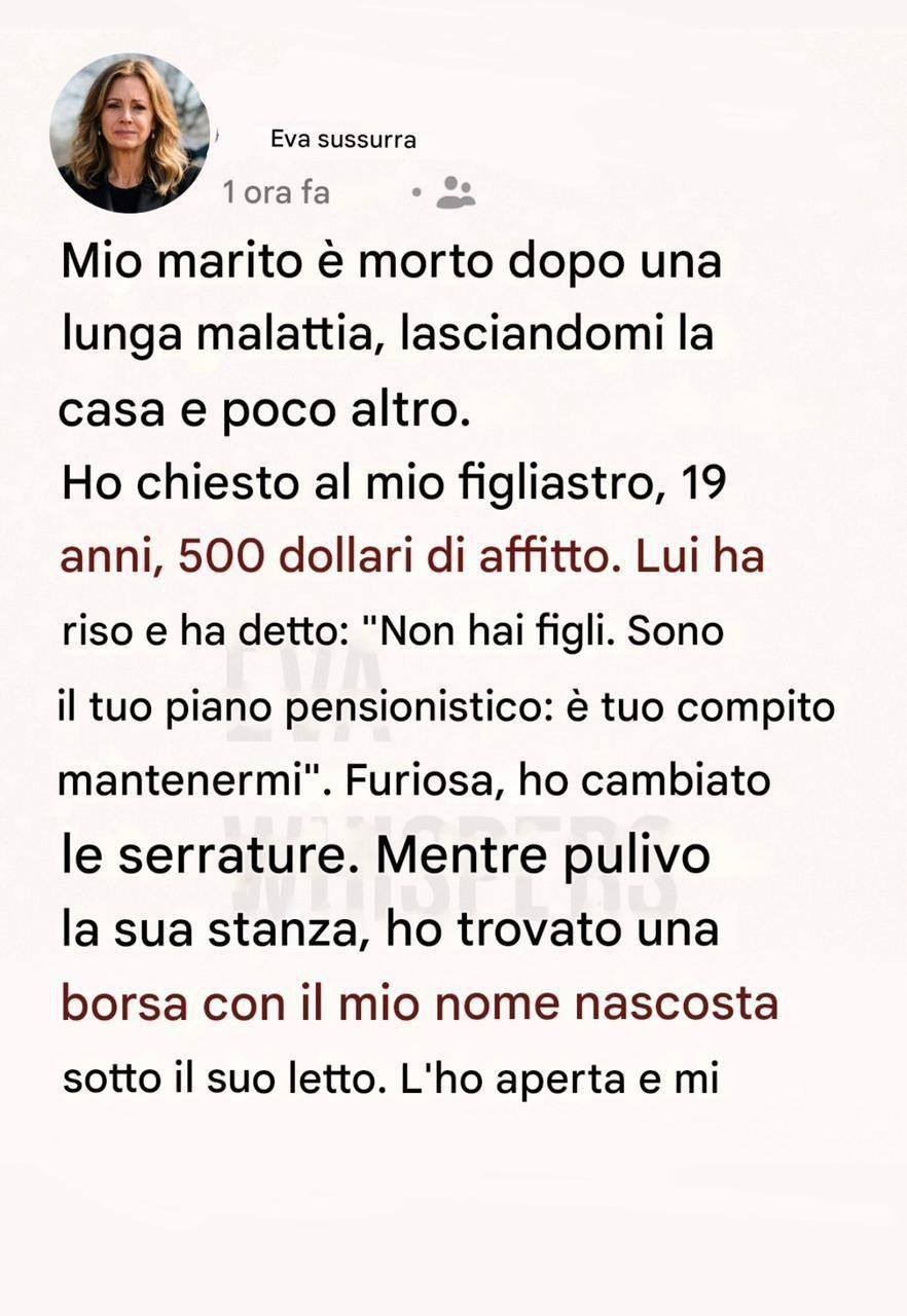 Dopo la morte di mio marito, ho fatto pagare l’affitto al mio figliastro: quello che aveva fatto in silenzio mi ha distrutto
