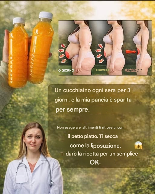 Un cucchiaino ogni sera per 3 giorni e la mia pancia è sparita per sempre. Non esagerate o finirete piatti. Vi secca come una liposuzione…☺️🤭